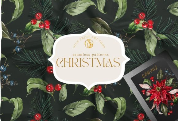 7 Christmas Seamless-Patterns-Christmas: A Botanical Winter Design Collection for Printables & Creative Projects