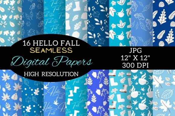 Blue Fall Digital Paper Patterns Design: Creative, Print-Ready Backdrops for Seasonal Projects