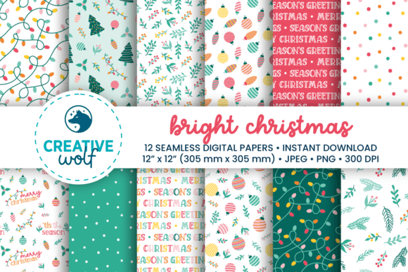 Bright Christmas Seamless Patterns Set