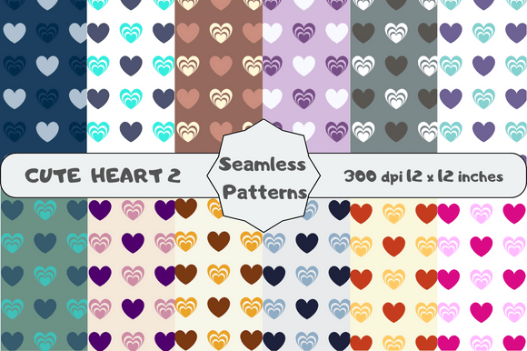 Cute Heart Seamless Patterns 2
