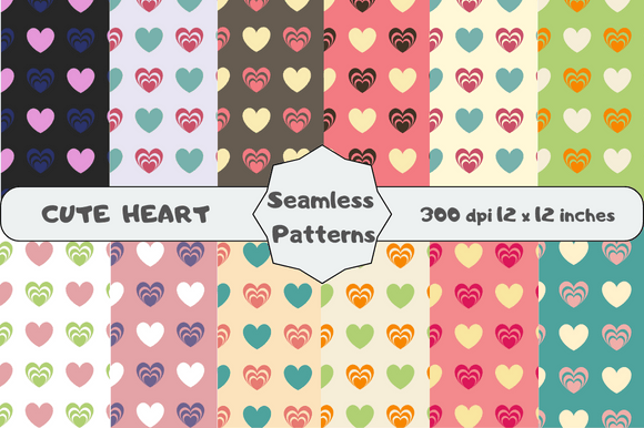 Cute Heart Seamless Patterns
