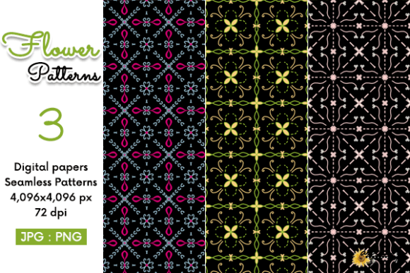 Flower Seamless Patterns Set