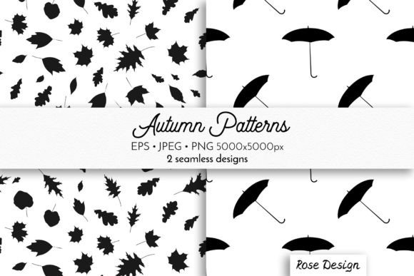 Leaves and Umbrella Silhouette Patterns