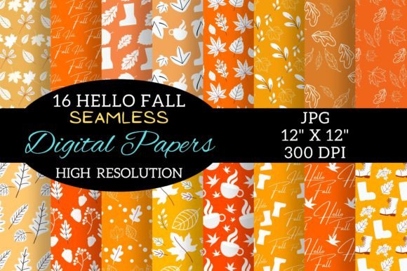 Orange Digital Paper Patterns Design