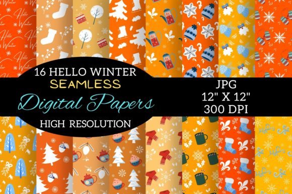 Orange Winter Digital Paper Patterns: A Creative Resource for Seasonal Projects