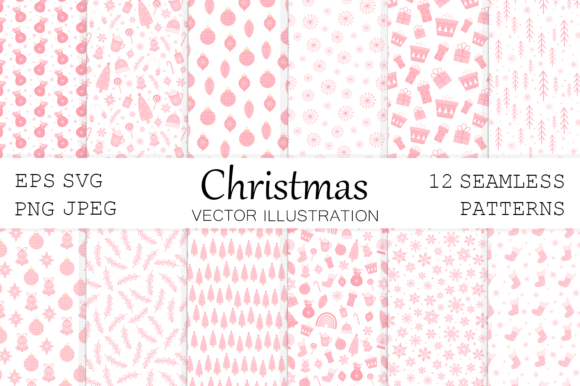 Pink Christmas Seamless Patterns