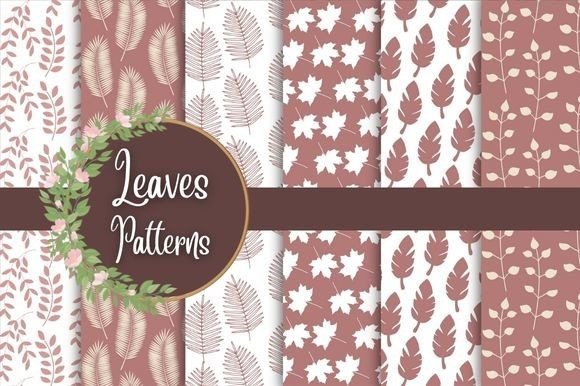 Pink Leaves Patterns Digital Papers