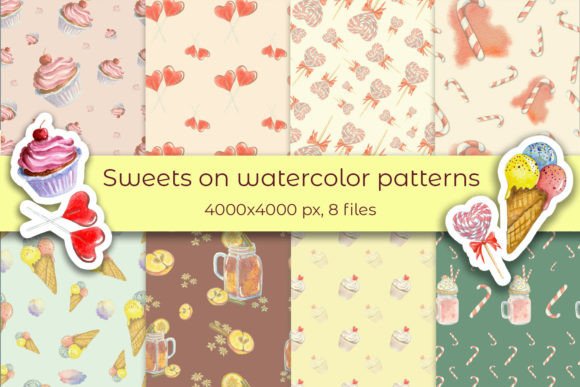 Sweets on Watercolor Patterns: Playful, Print-Ready Designs for Real Creative Projects
