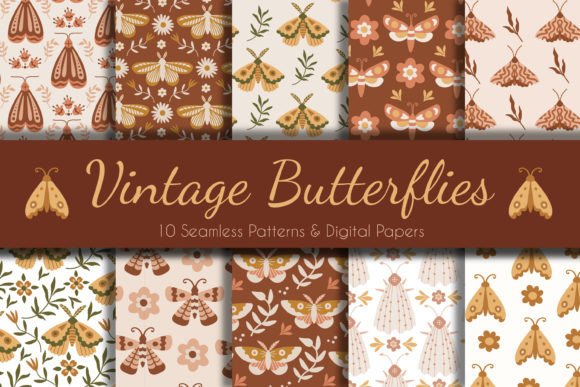 Vintage Butterflies Patterns Papers
