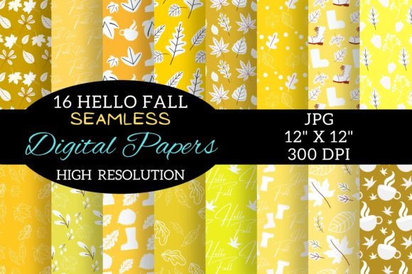 Yellow Fall Digital Paper Patterns